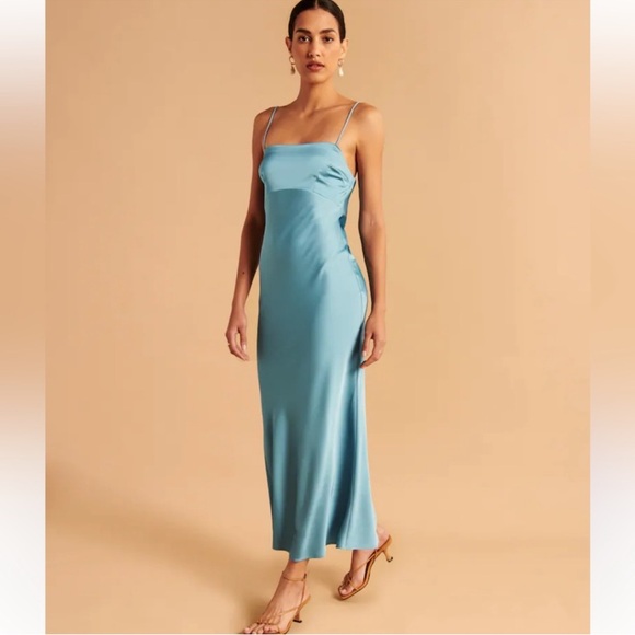 Abercrombie & Fitch Blue Silk Slit Dress - Picture 1 of 6